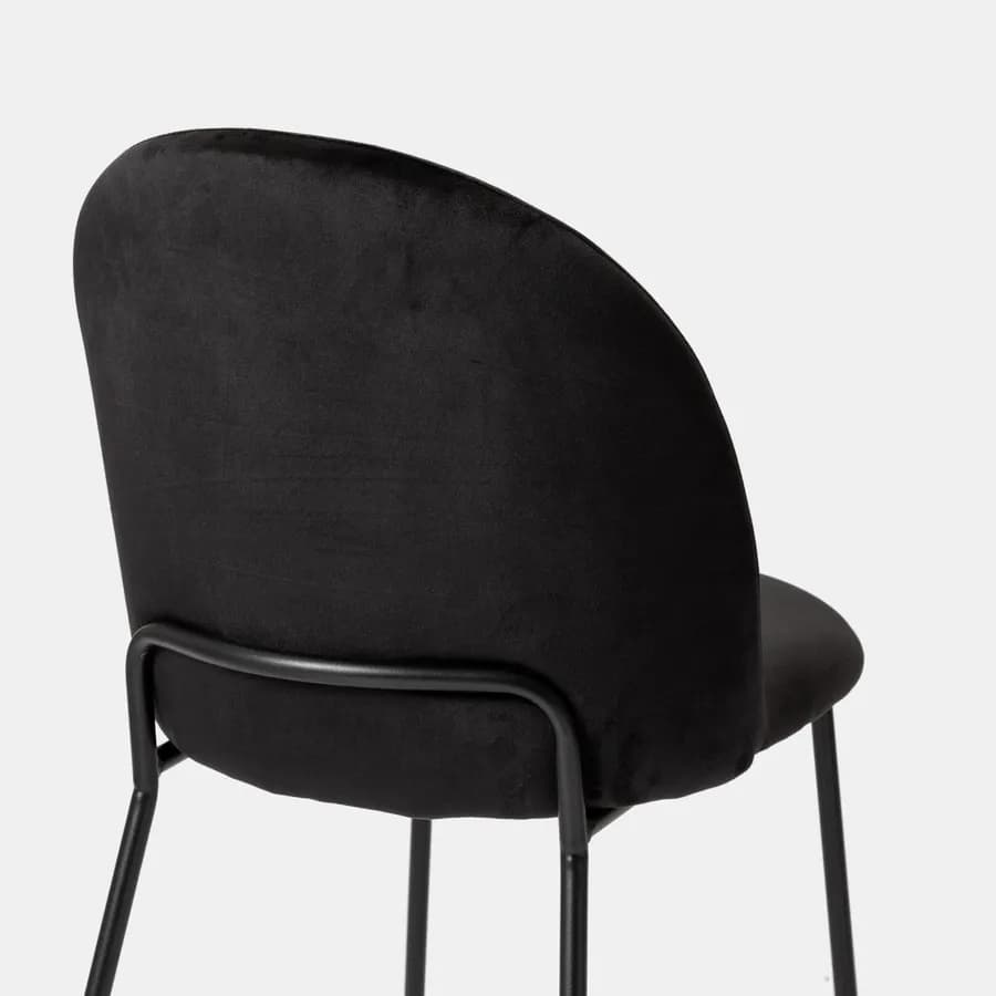 Sedia in velluto nero con gambe in metallo - Zilla