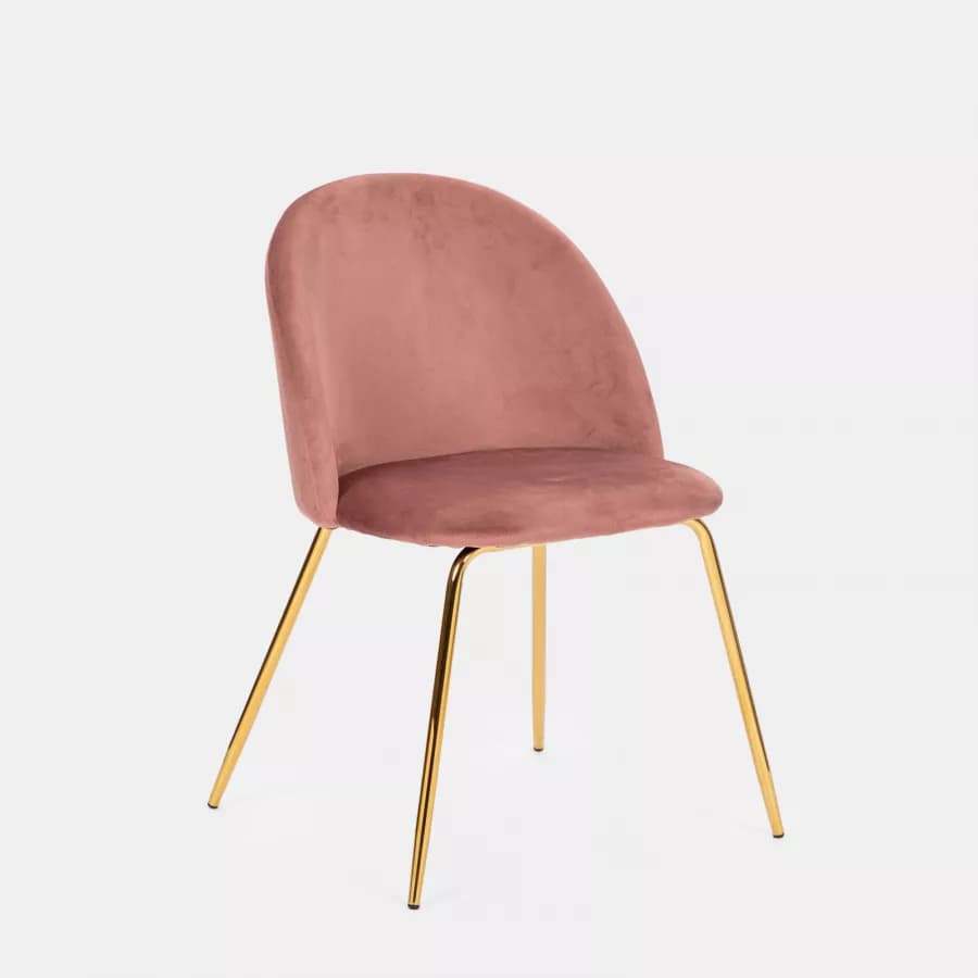 Sedia in velluto rosa antico con gambe oro - Melt