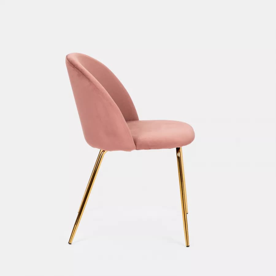 Sedia in velluto rosa antico con gambe oro - Melt