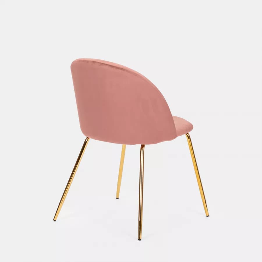 Sedia in velluto rosa antico con gambe oro - Melt
