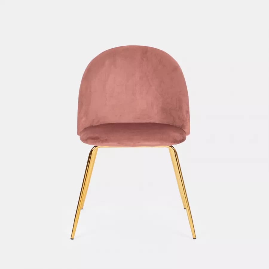 Sedia in velluto rosa antico con gambe oro - Melt