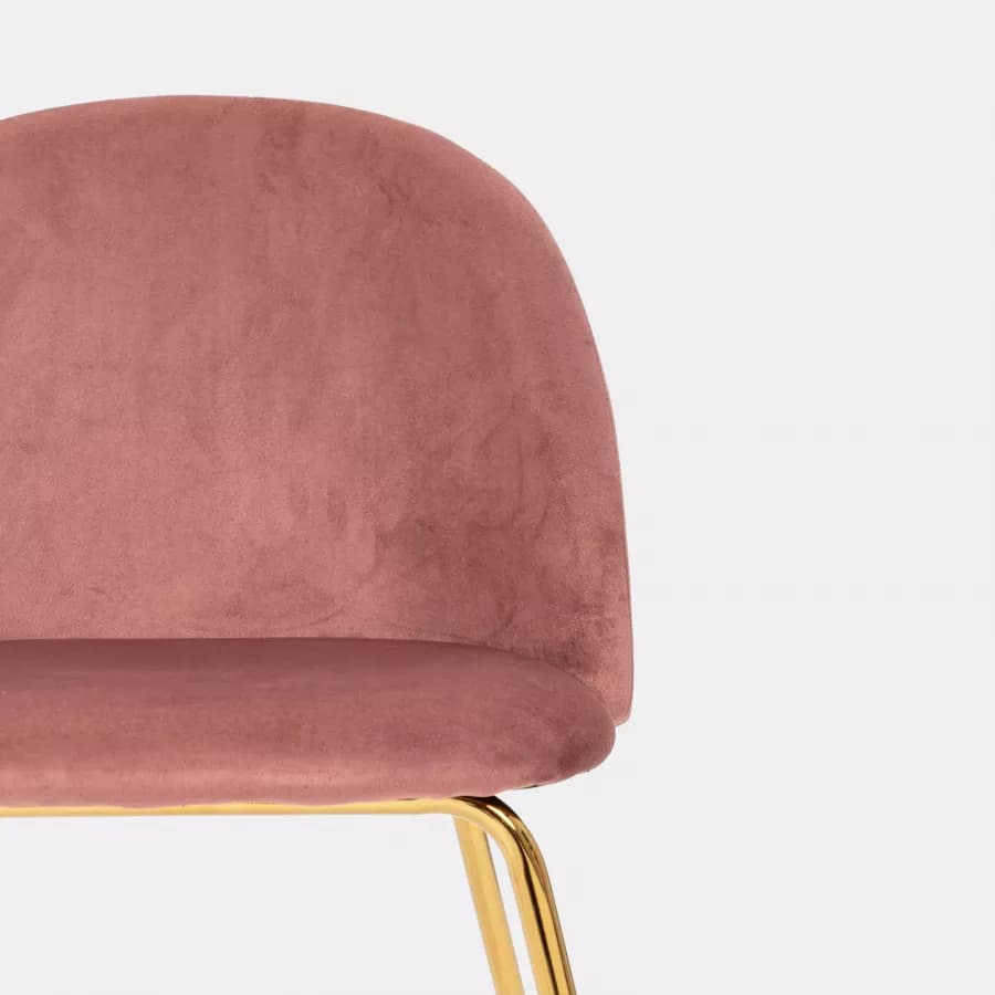 Sedia in velluto rosa antico con gambe oro - Melt