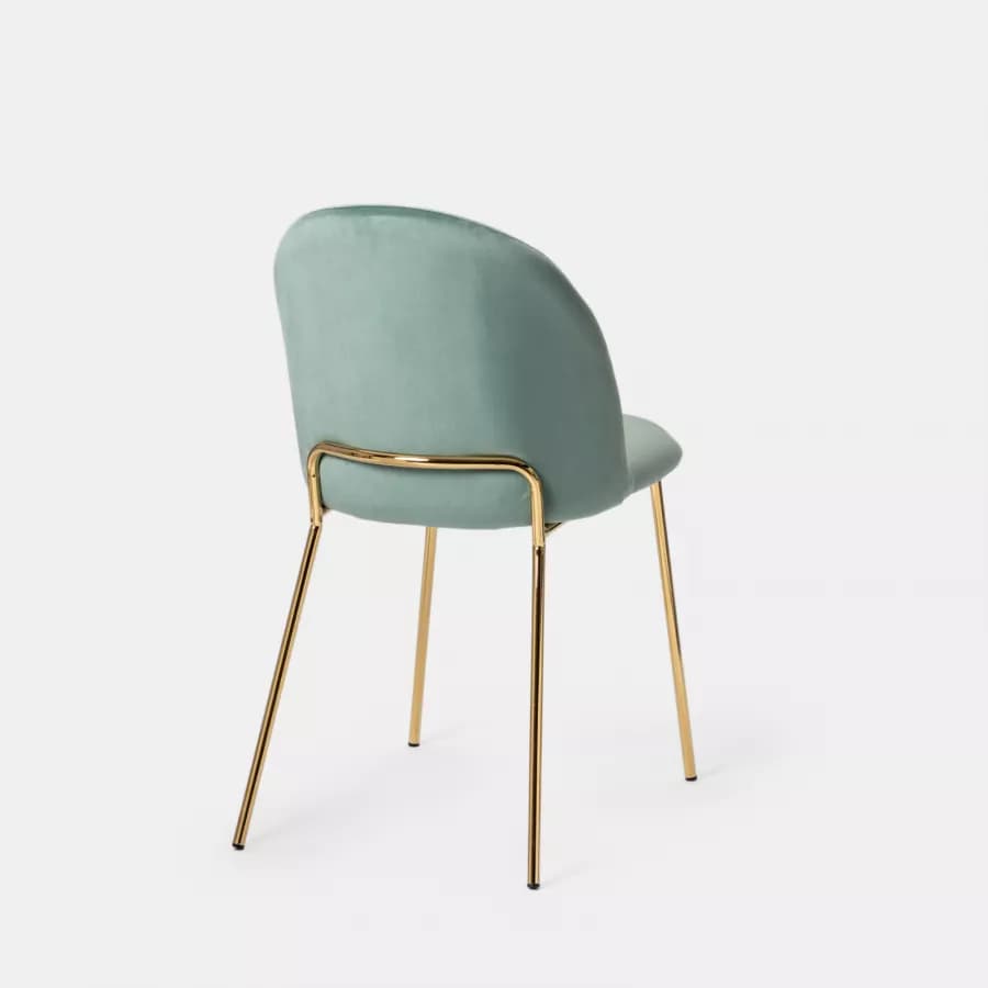 Sedia in velluto verde salvia con gambe in metallo finitura oro - Zilla