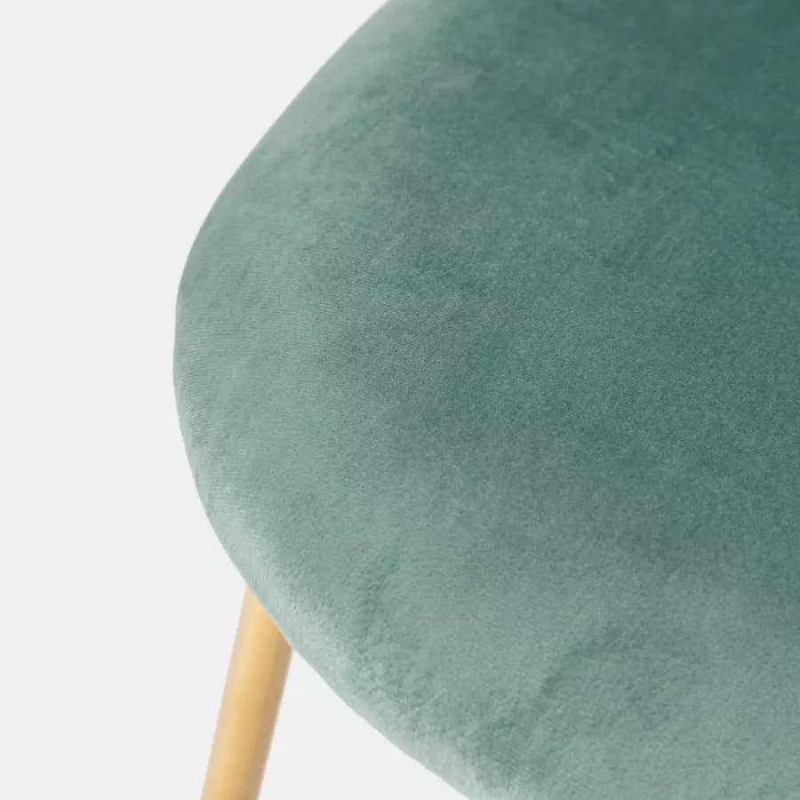 Sedia in velluto verde salvia con gambe in metallo finitura oro - Zilla