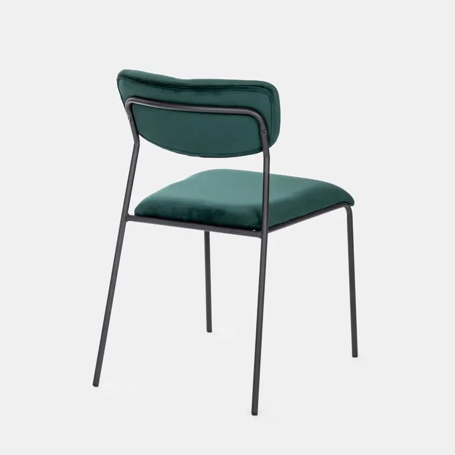 Sedia in velluto verde scuro con struttura in metallo nero - Cika