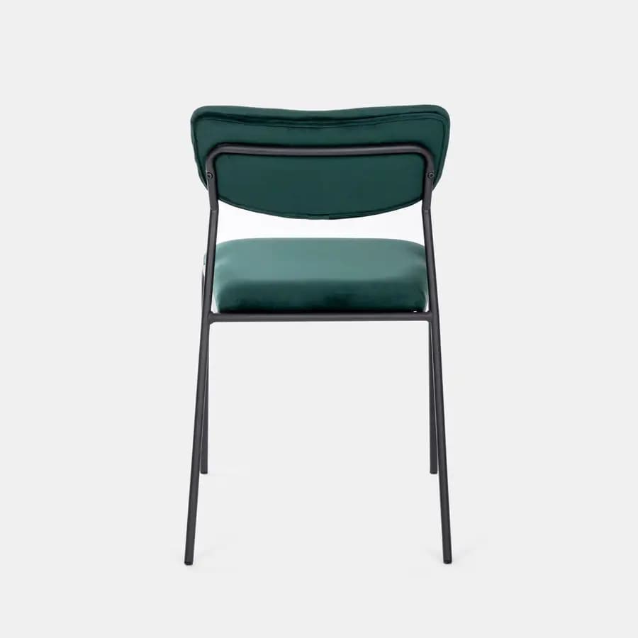 Sedia in velluto verde scuro con struttura in metallo nero - Cika