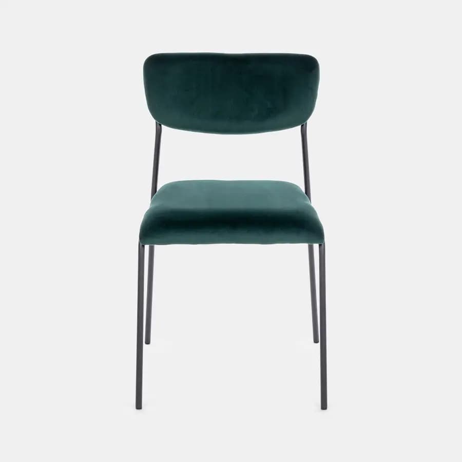 Sedia in velluto verde scuro con struttura in metallo nero - Cika