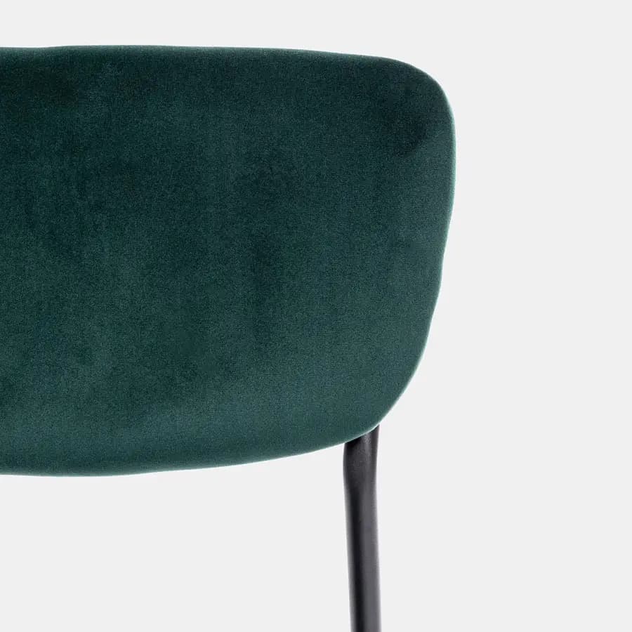 Sedia in velluto verde scuro con struttura in metallo nero - Cika