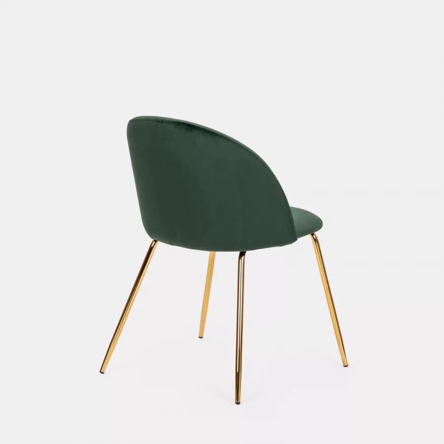 Sedia in velluto verde scuro con gambe oro - Melt