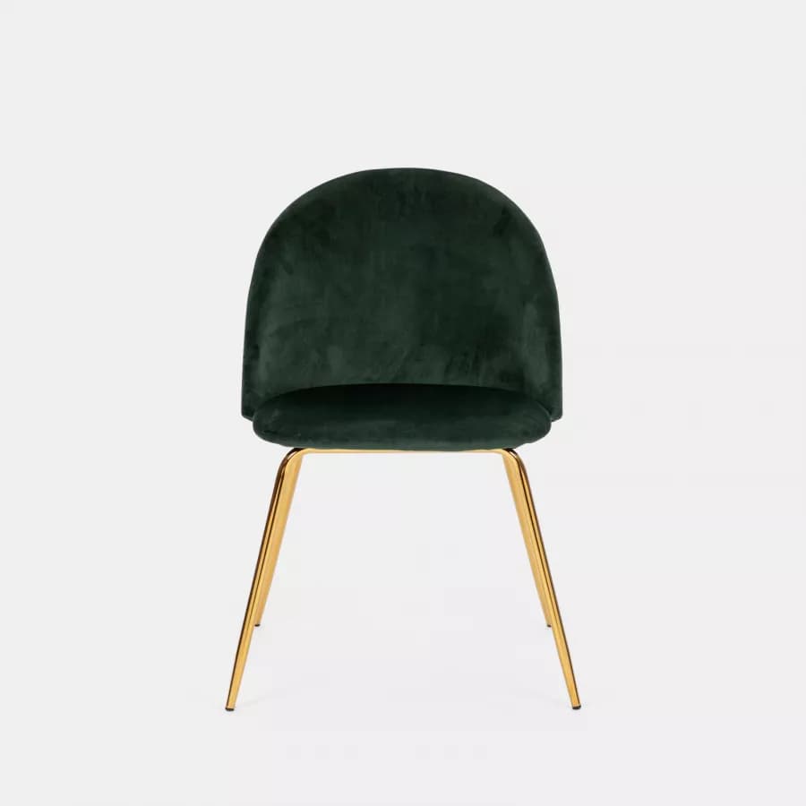Sedia in velluto verde scuro con gambe oro - Melt