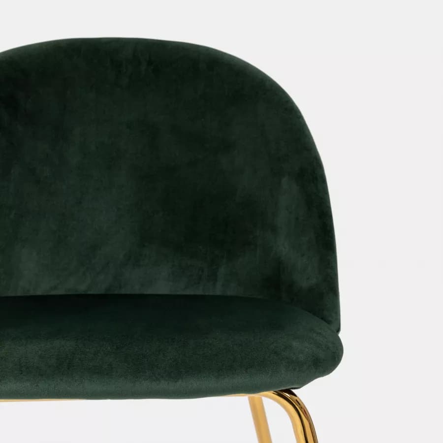Sedia in velluto verde scuro con gambe oro - Melt