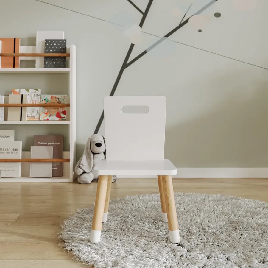 Sedia per bambini in legno bianco e naturale - Lollipop