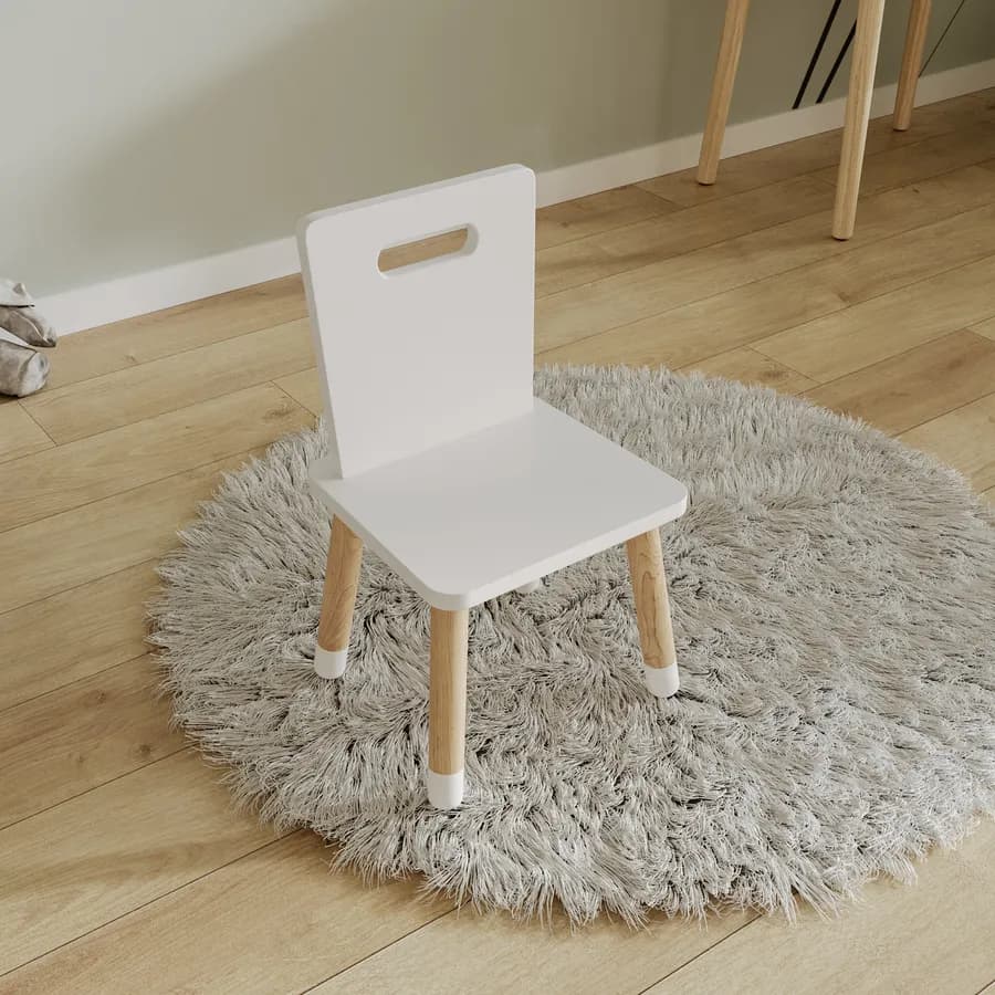 Sedia per bambini in legno bianco e naturale - Lollipop
