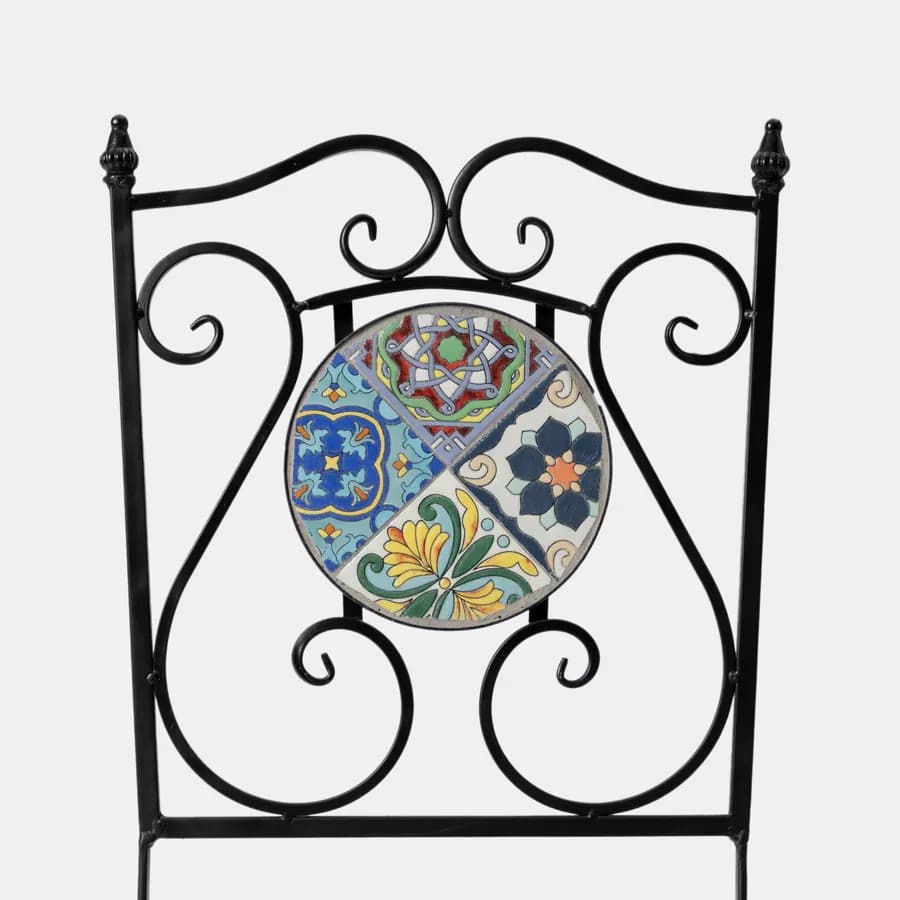 Sedia pieghevole con decorazione maiolica toni freddi - Otranto