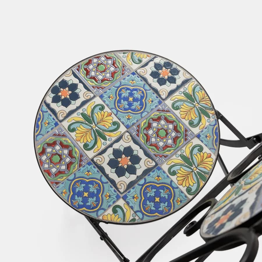 Sedia pieghevole con decorazione maiolica toni freddi - Otranto