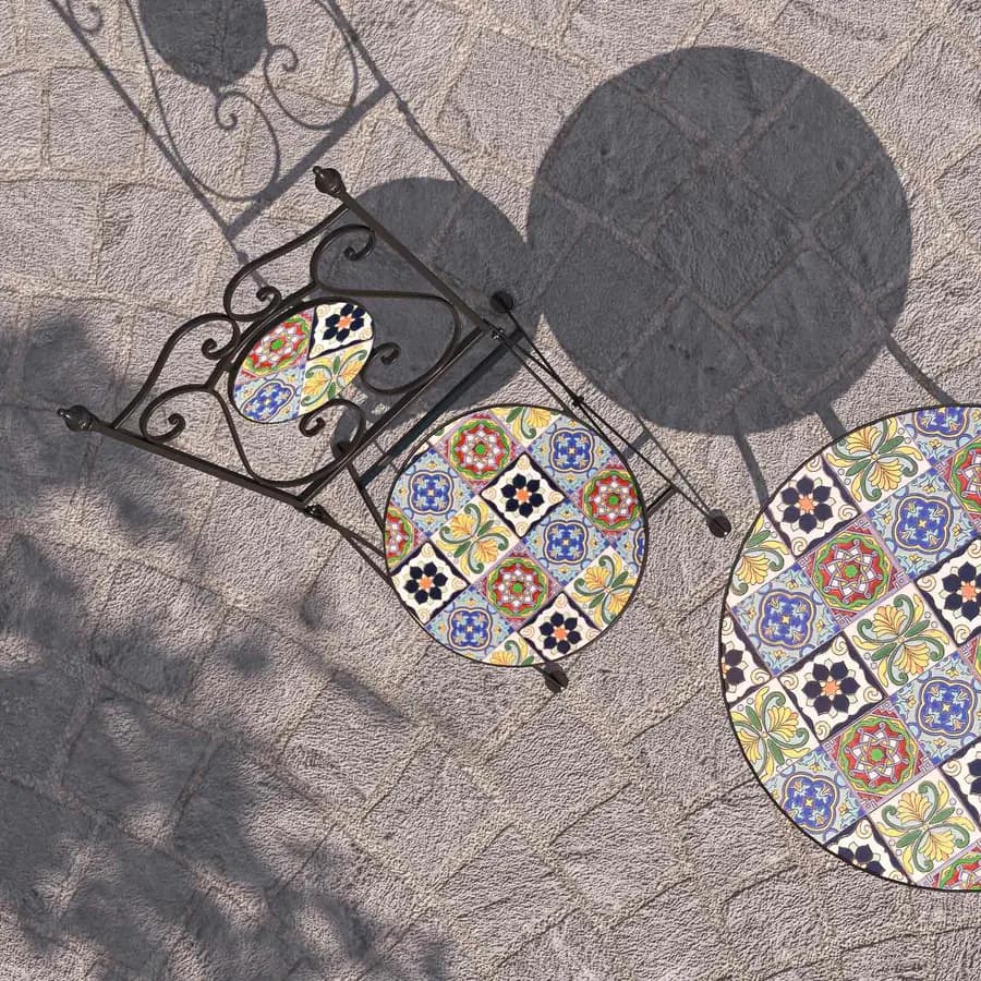 Sedia pieghevole con decorazione maiolica toni freddi - Otranto