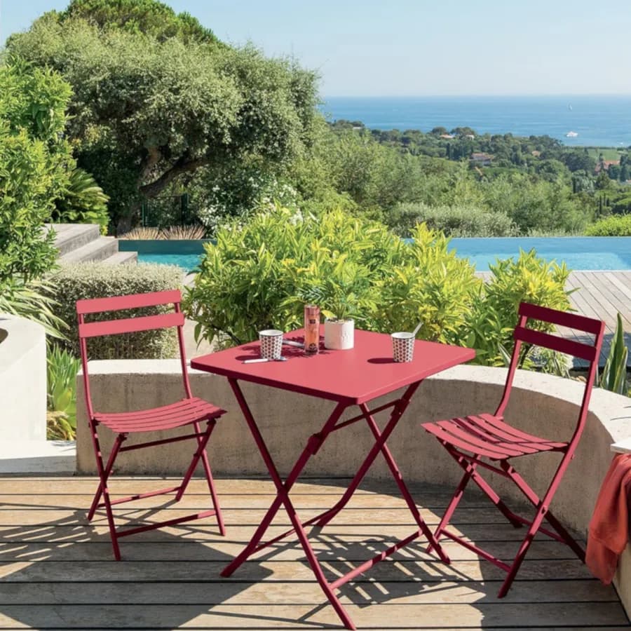 Sedia pieghevole da esterno in acciaio rosso melograno - Atelier