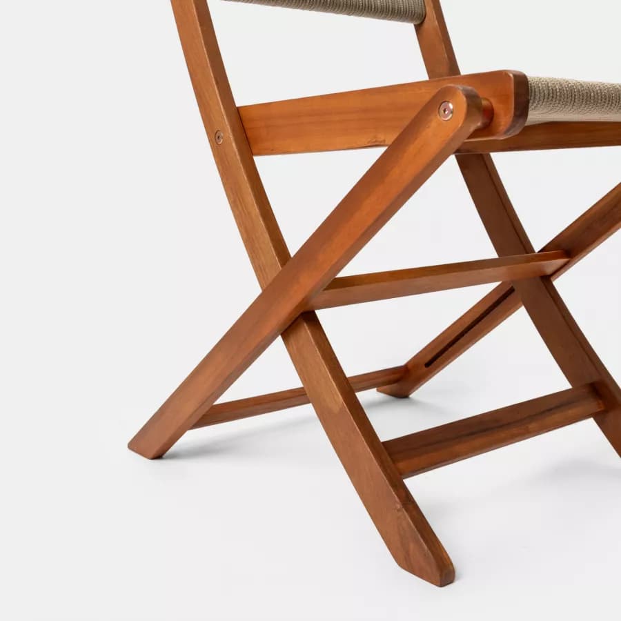 Sedia pieghevole in legno di acacia e corda tortora - Yadira