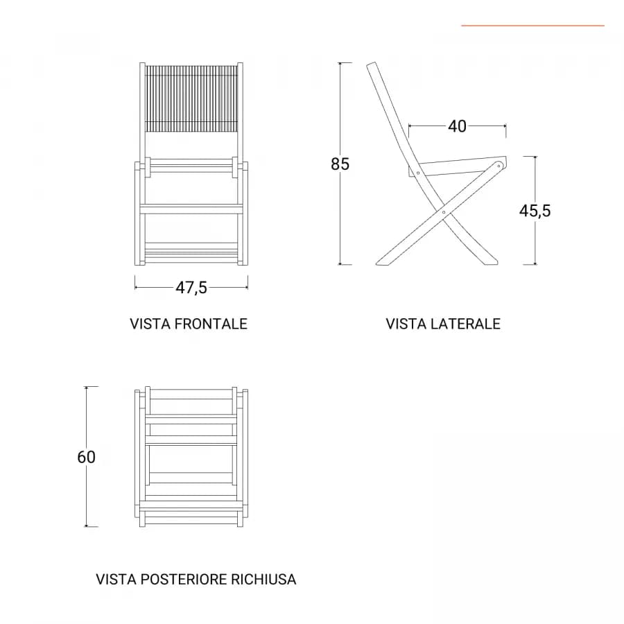 Sedia pieghevole in legno di acacia e corda tortora - Yadira