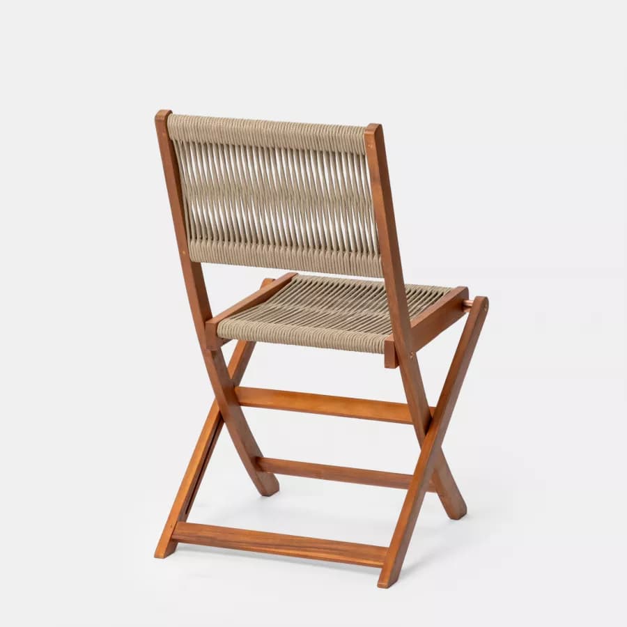 Sedia pieghevole in legno di acacia e corda tortora - Yadira