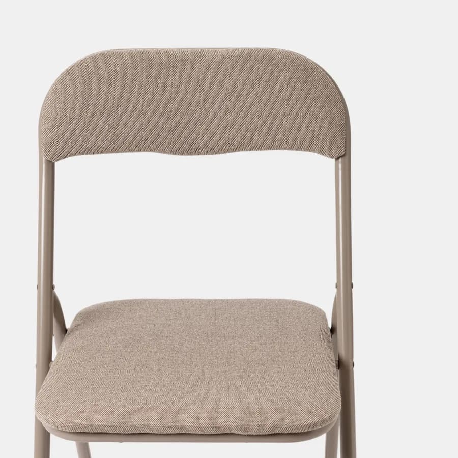 Sedia pieghevole tortora con cuscino in tessuto imbottito e struttura in metallo - Fold