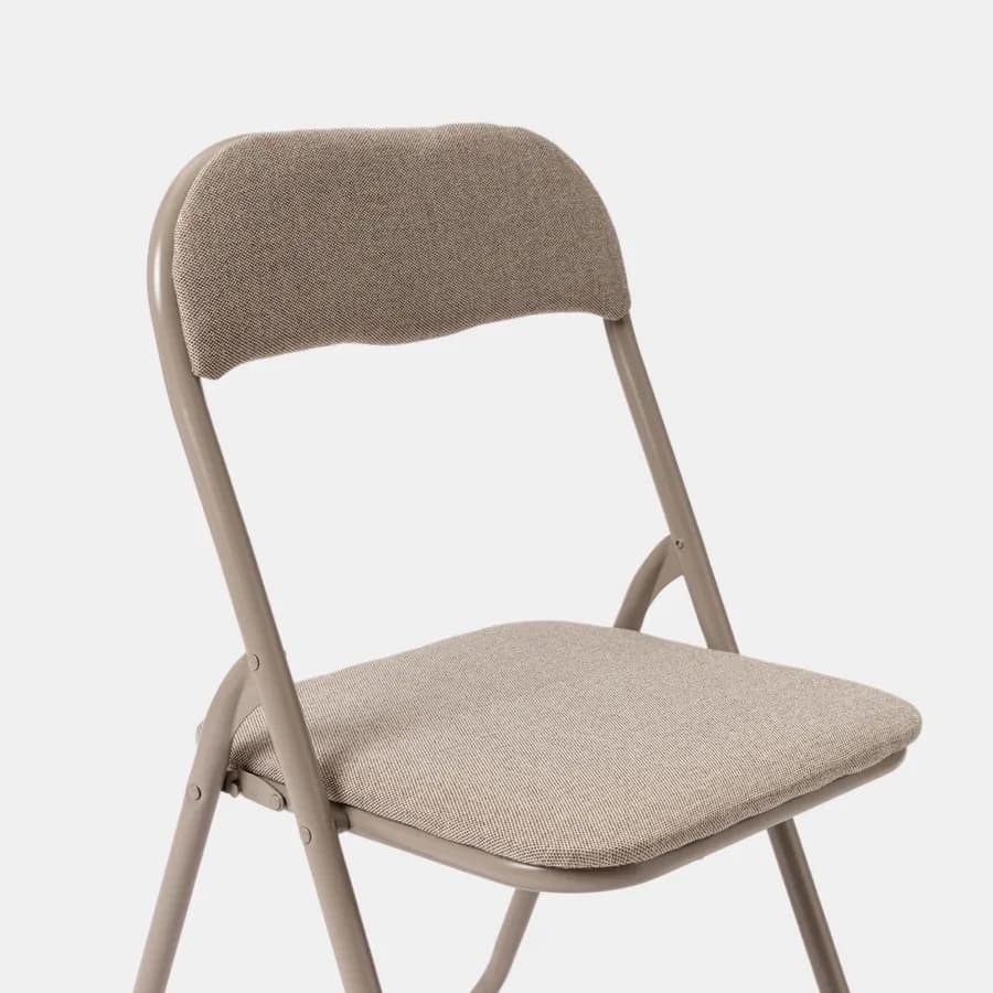 Sedia pieghevole tortora con cuscino in tessuto imbottito e struttura in metallo - Fold