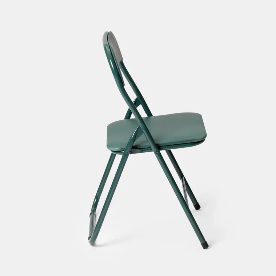 Sedia pieghevole verde bosco con cuscino imbottito e struttura in metallo - Fold Color