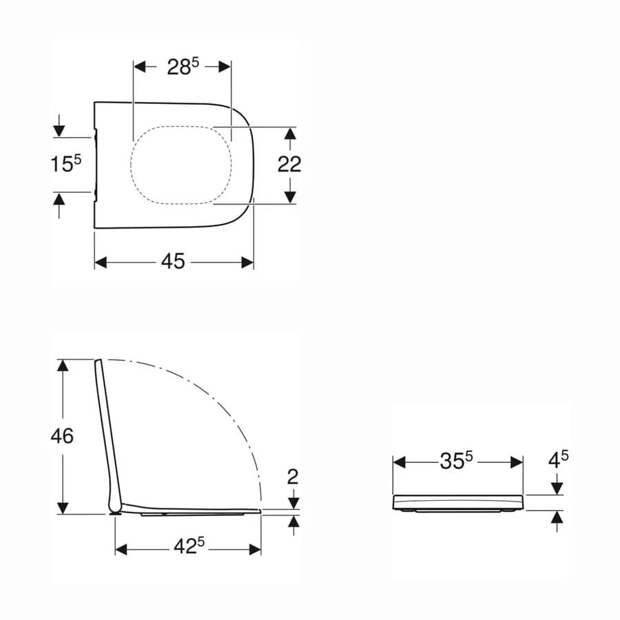 Sedile copriwc SoftClose avvolgente antibatterico Serie Smyle Square - Geberit