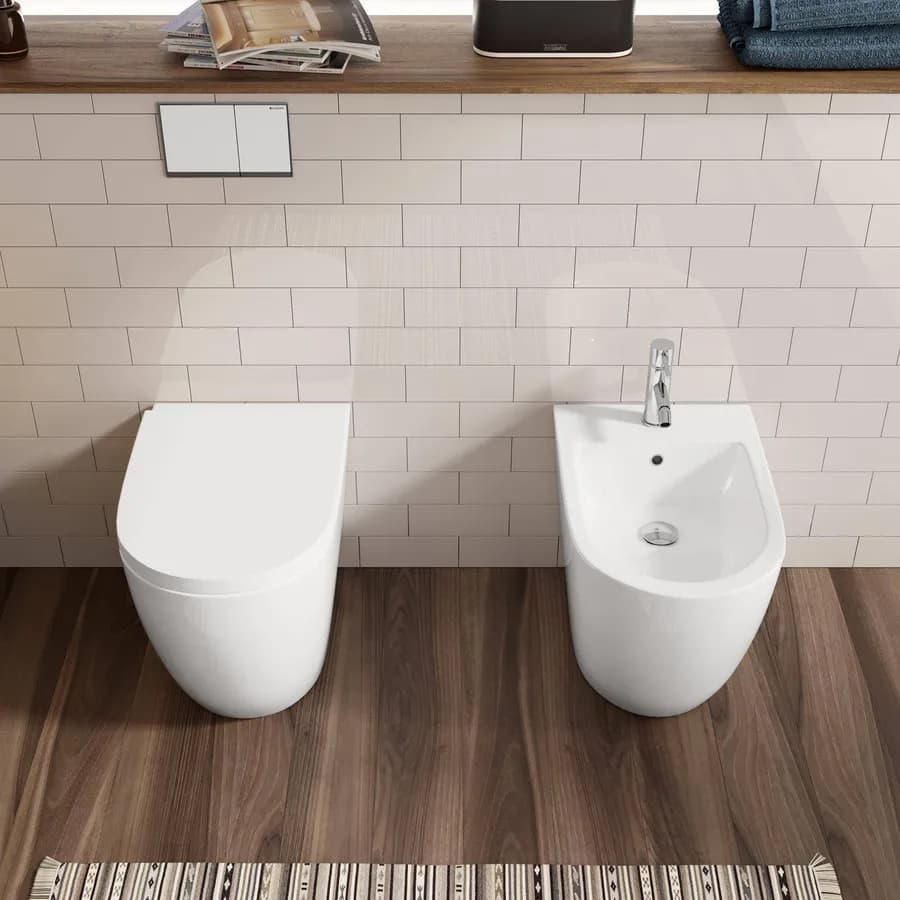 Sedile copriwc SoftClose bianco lucido per vaso serie Volga