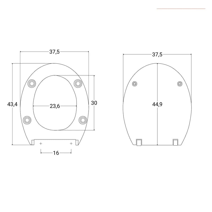 Sedile copriwc universale 44,9x37,5 cm softclose antibatterico bianco