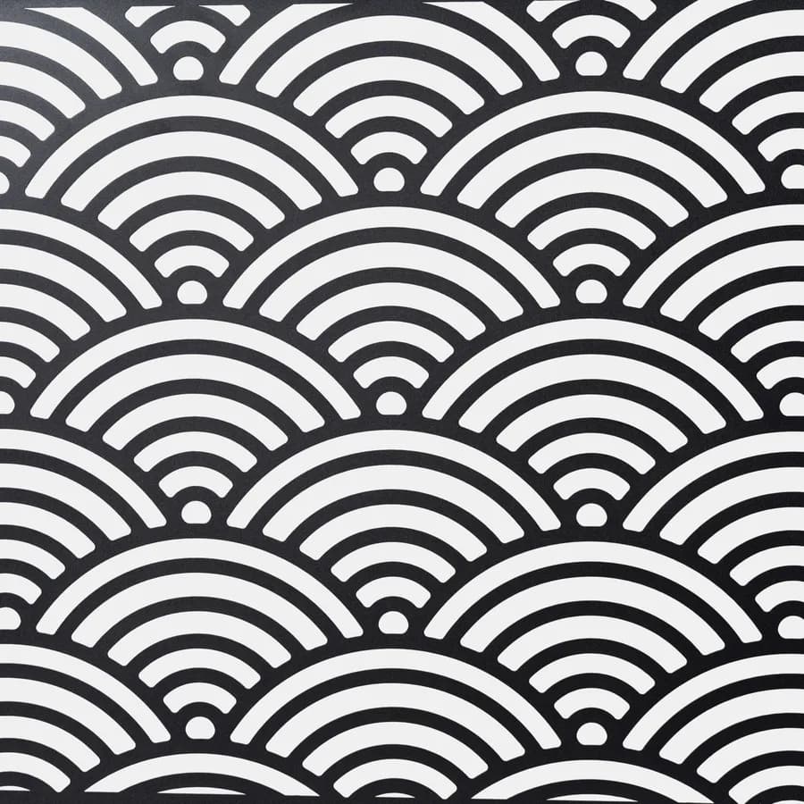 Separé triplo da giardino 300x30x180h cm con disegno onda giapponese in acciaio nero - Callen