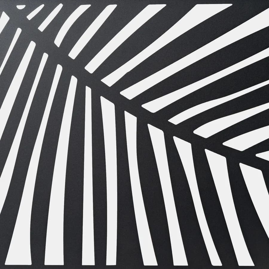 Separé triplo da giardino 300x30x180h cm con disegno tropicale in acciaio nero - Callen