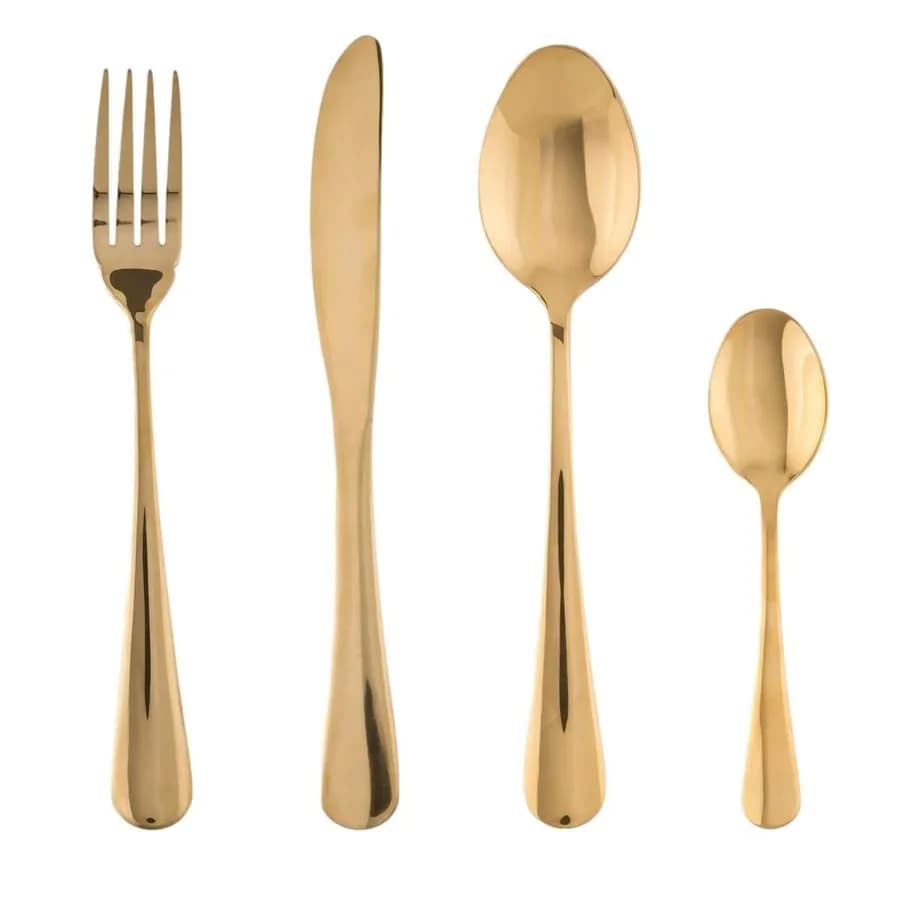 Set 16 posate in acciaio inox oro lucido - Lussy