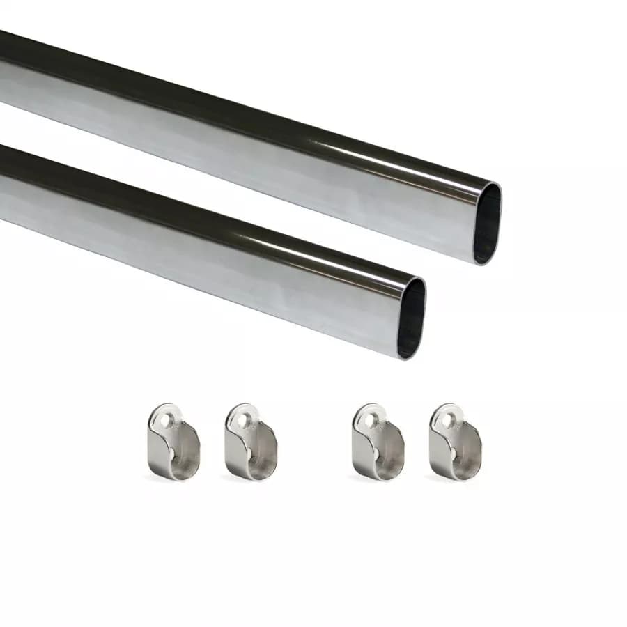 Set 2 barre appendiabiti per armadio 75 cm riducibile in acciaio cromo - Reduko