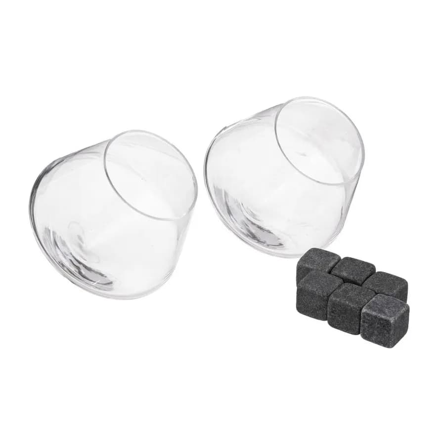 Set 2 calici da whisky in vetro con pietre refrigeranti