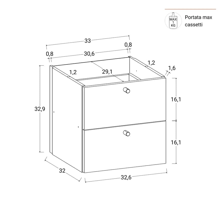 Set 2 cassetti effetto rovere per libreria modulare - Tactik