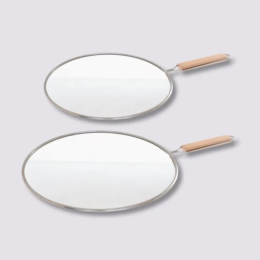 Set 2 coperchi paraschizzi rotondi 28 cm e 25 cm in acciaio inox