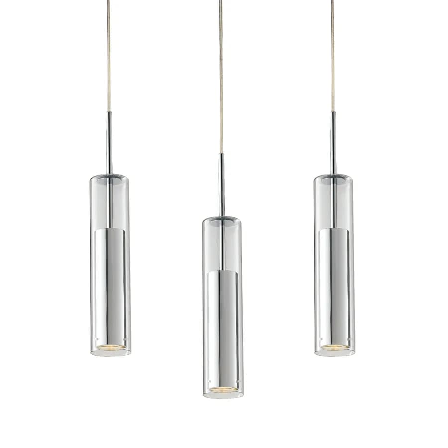Set 3 lampade a sospensione 170h cm in vetro e metallo cromato