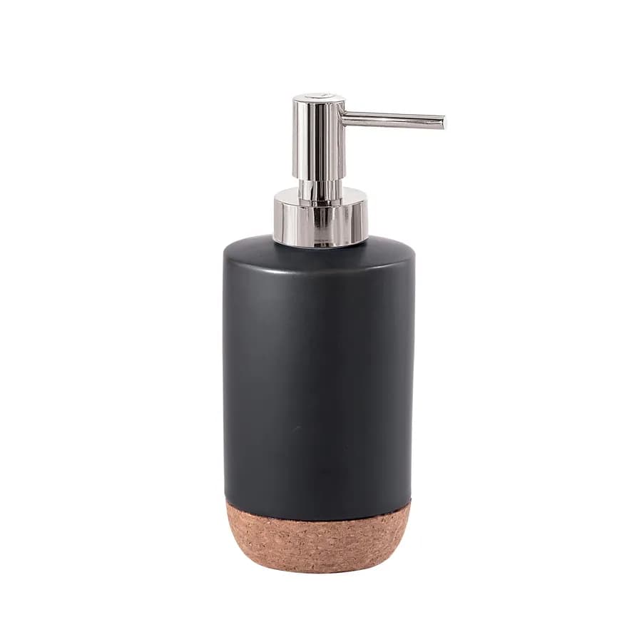 Set 2 accessori da appoggio in ceramica nero e sughero - Ilary di Gedy