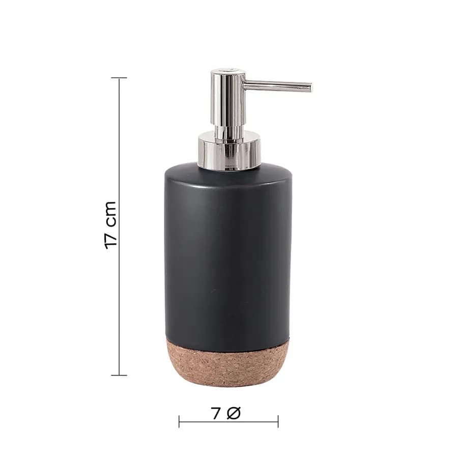 Set 2 accessori da appoggio in ceramica nero e sughero - Ilary di Gedy