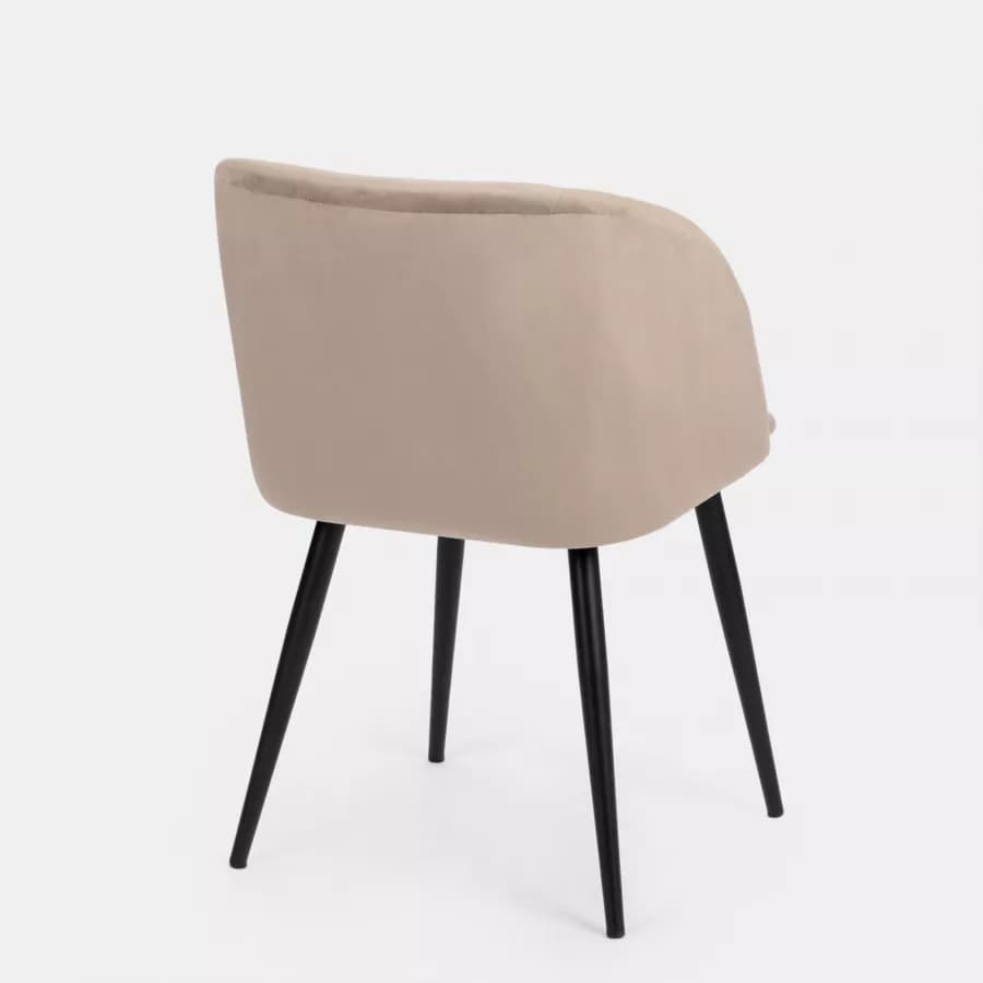 Set 2 sedie in velluto tortora e gambe in metallo nero - Mady
