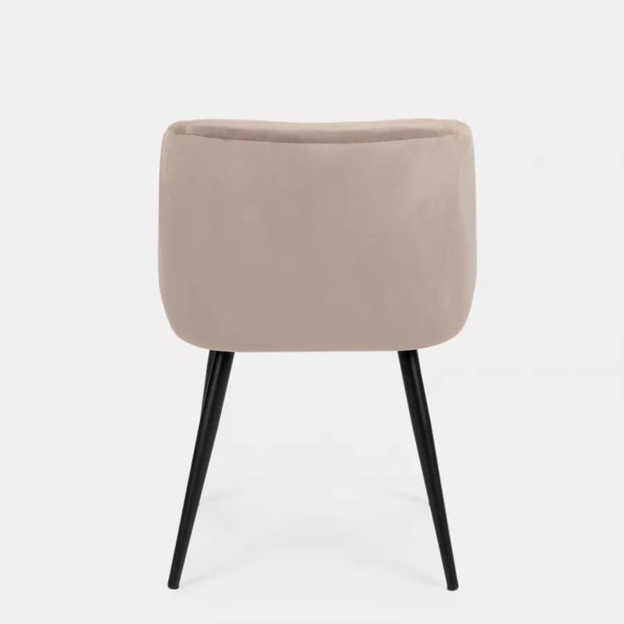 Set 2 sedie in velluto tortora e gambe in metallo nero - Mady