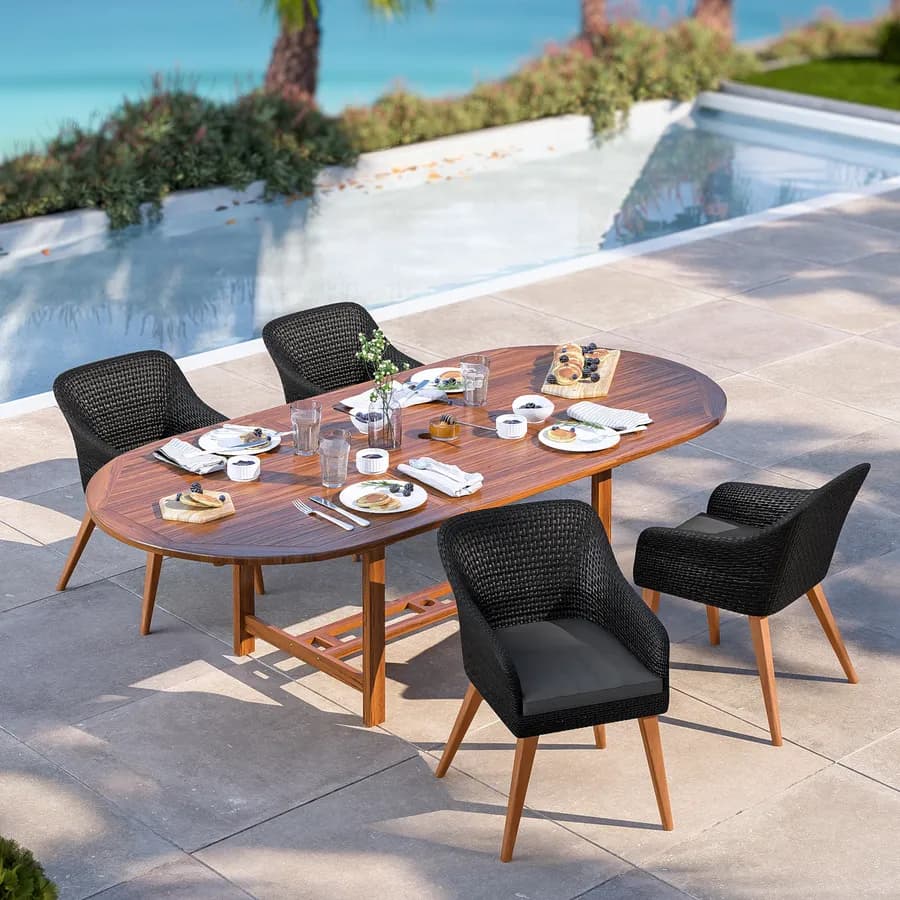 Set 2 poltrone da giardino in polyrattan nero con cuscini neri - Habanero