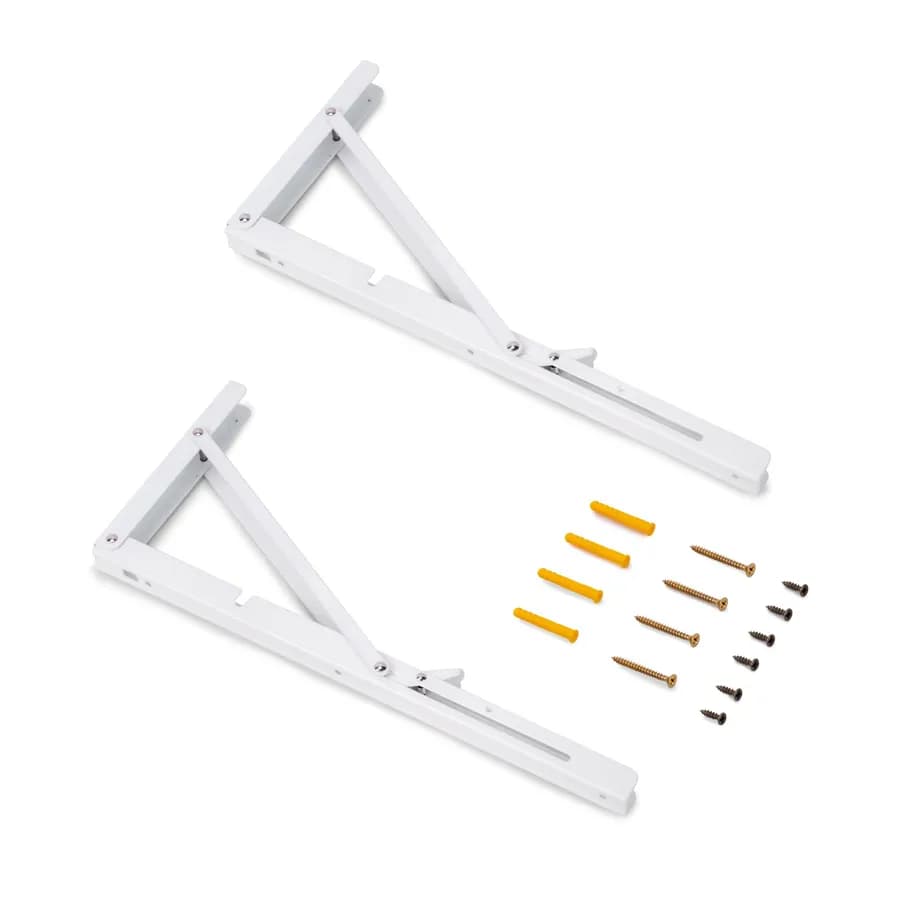Set 2 reggimensola pieghevoli 40,3 cm in acciaio verniciato bianco