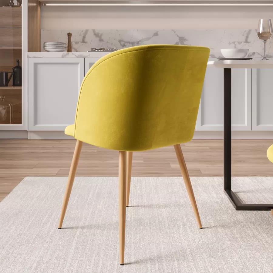 Set 2 sedie in velluto verde oliva con gambe effetto legno - Mady