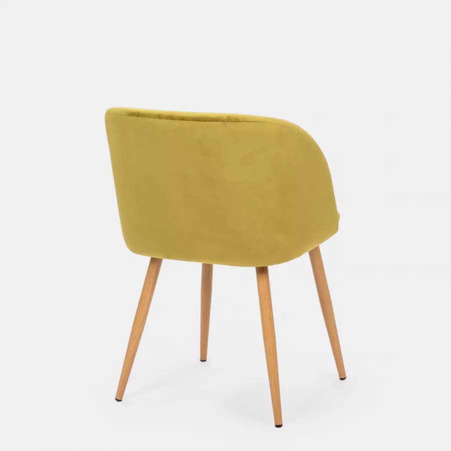 Set 2 sedie in velluto verde oliva con gambe effetto legno - Mady