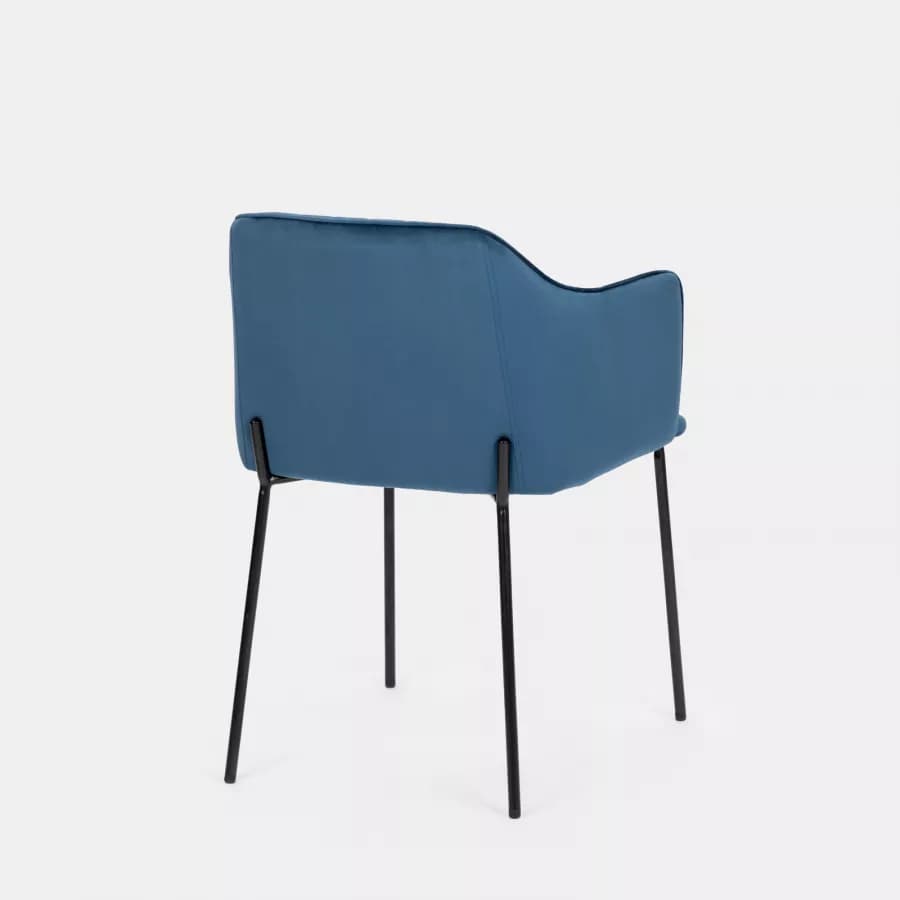 Set 2 sedie in velluto blu scuro e gambe in metallo nero - Vanus