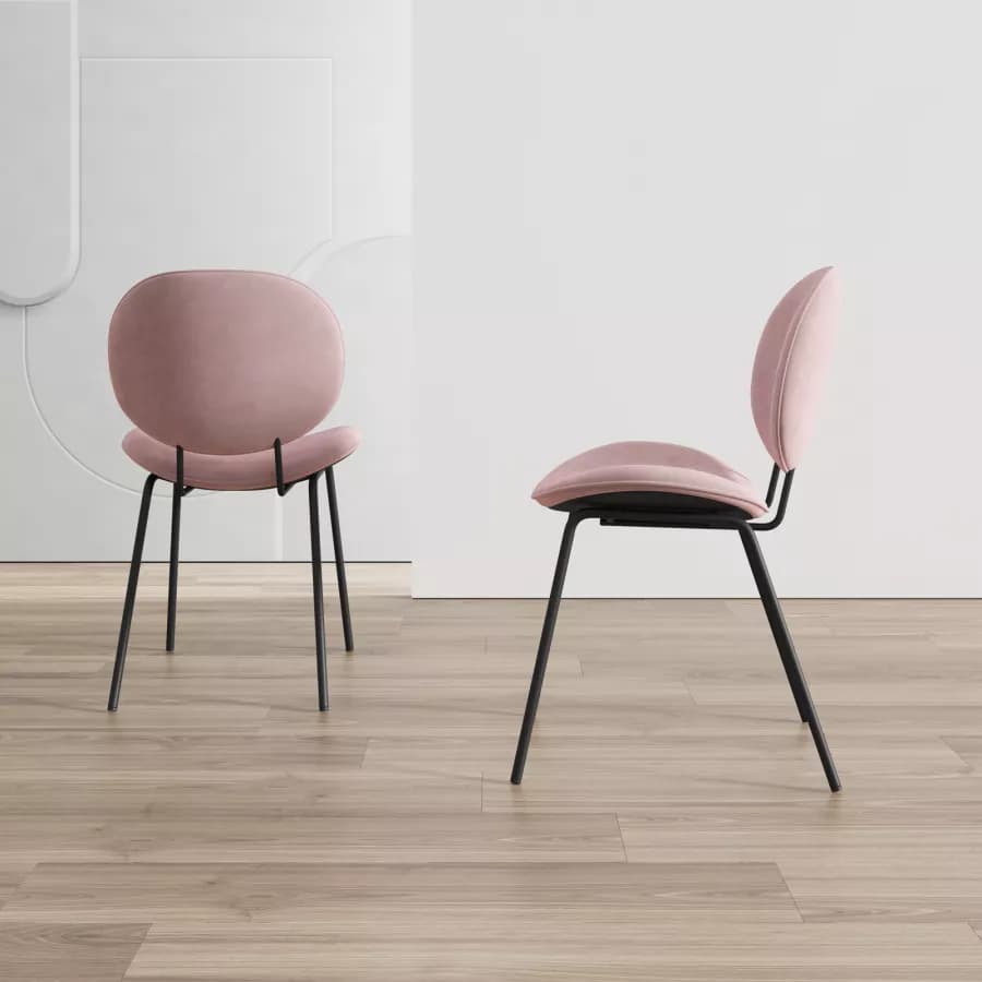 Set 2 sedie in velluto glicine con gambe in metallo nero - Milva