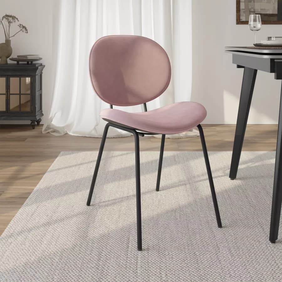 Set 2 sedie in velluto glicine con gambe in metallo nero - Milva