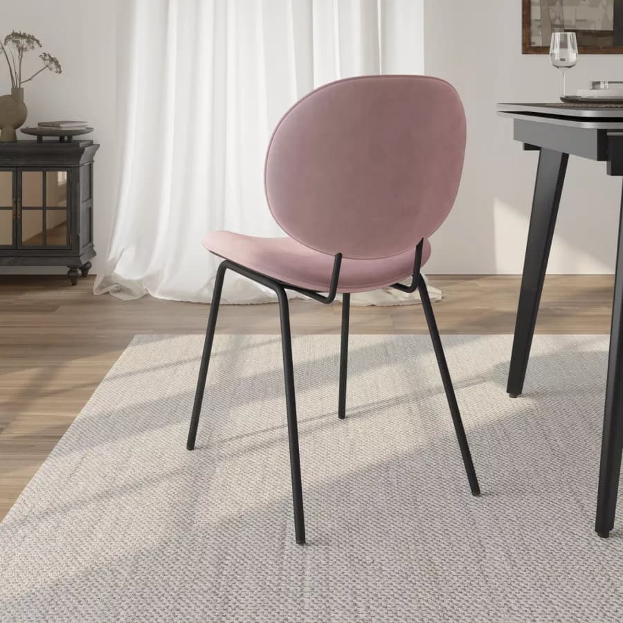 Set 2 sedie in velluto glicine con gambe in metallo nero - Milva